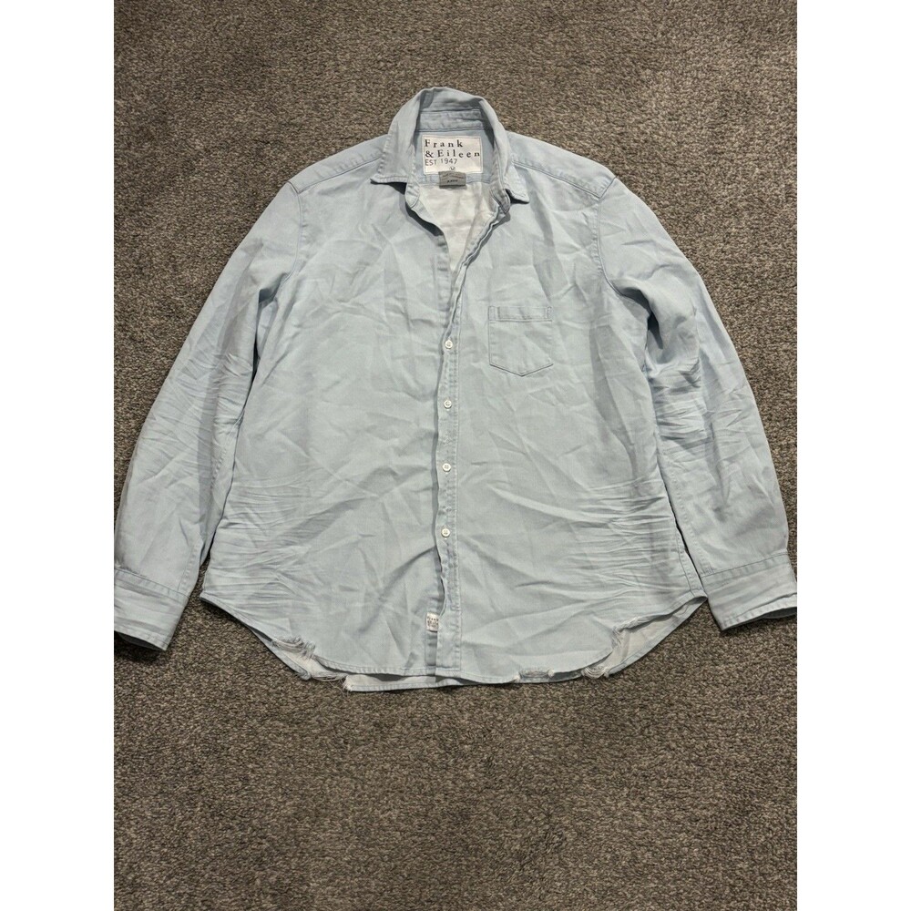 Frank & Eileen Barry Tailored Button Up Shirt Size M Blue Made In USA